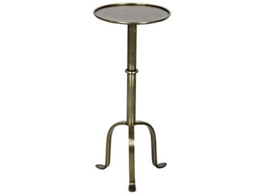 Noir Furniture Living Room Accents Antique Brass 10'' Wide Round Pedestal Table NOIGTAB303MB