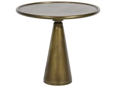 Noir Furniture Hiro Antique Brass 17'' Round Short Pedestal Table NOIGTAB695MB