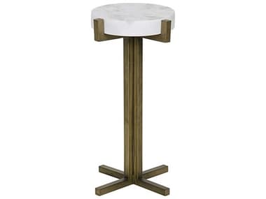 Noir Furniture Living Room Accents Antique Brass 8'' Wide Round Pedestal Table NOIGTAB705MB