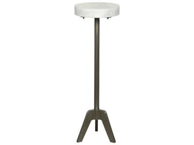 Noir Furniture Fiasco Antique Silver 8.5'' Round Pedestal Table NOIGTAB763ASV