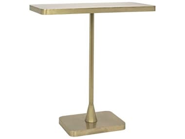 Noir Furniture Hild Antique Brass 25'' x 11'' Rectangular Pedestal Table NOIGTAB823MB