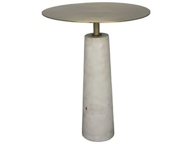 Noir Furniture Hotaru White Marble & Antique Brass 21'' Round Pedestal Table NOIGTAB842MB