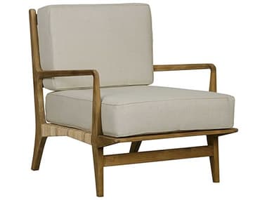 Noir Furniture Living Room Accents Teak / Off White Cotton Peeled Rattan Accent Chair NOISOF202T