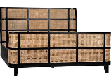 Noir Hand Rubbed Black Brown Mahogany Wood King Panel Bed NOIGBED133EKHB