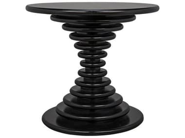 Noir 28" Round Wood Hand Rubbed Black End Table NOIGTAB851HB