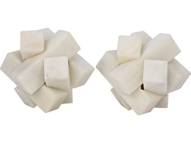 Noir Cube Puzzle Object Set of 2 White Stone NOIYT071721WH