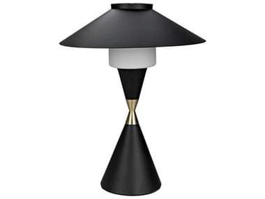 Noir Black And Brass Detail Table Lamp NOILAMP750MTBMB