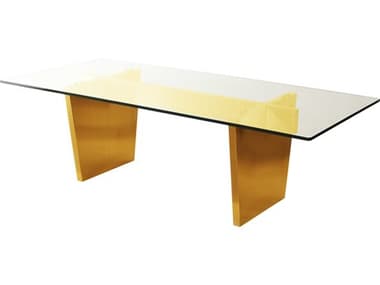 Nuevo Aiden 94" Rectangular Glass Gold Dining Table NUEHGNA436