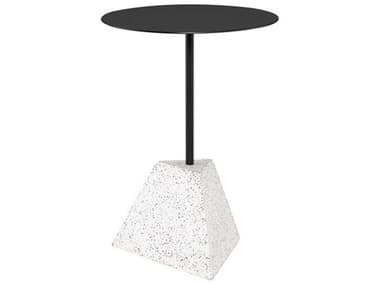 Nuevo Alma 16" Round Metal Black Confetti Terrazzo End Table NUEHGMV207
