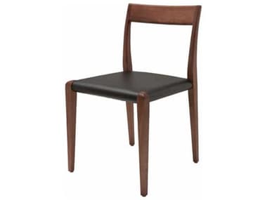 Nuevo Ameri Leather Walnut Wood Black Upholstered Side Dining Chair NUEHGSD468