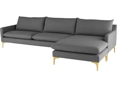 Nuevo Anders Matte Slate Grey / Gold Sectional Sofa NUEHGSC483