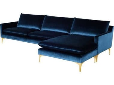 Nuevo Anders Matte Midnight Blue / Gold Sectional Sofa NUEHGSC485