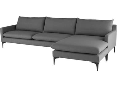 Nuevo Anders 117" Wide Gray Fabric Upholstered Sectional Sofa NUEHGSC487