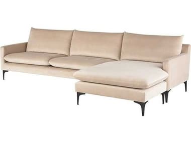 Nuevo Anders 117" Wide Beige Fabric Upholstered Sectional Sofa NUEHGSC566