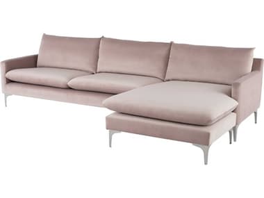 Nuevo Anders 117" Wide Pink Fabric Upholstered Sectional Sofa NUEHGSC573