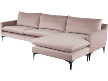 Nuevo Anders 117" Wide Pink Fabric Upholstered Sectional Sofa NUEHGSC575