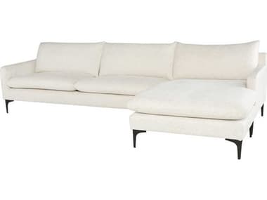 Nuevo Anders 117" Wide White Fabric Upholstered Sectional Sofa NUEHGSC813