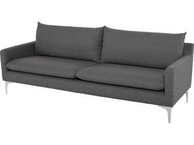Nuevo Anders 85" Matte Slate Grey Silver Fabric Upholstered Sofa NUEHGSC110