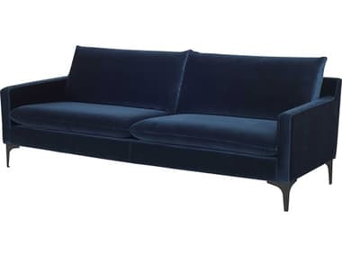 Nuevo Anders 85" Matte Midnight Blue Black Fabric Upholstered Sofa NUEHGSC497