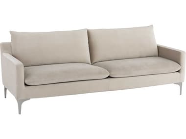 Nuevo Anders 85" Matte Nude Silver Beige Fabric Upholstered Sofa NUEHGSC567