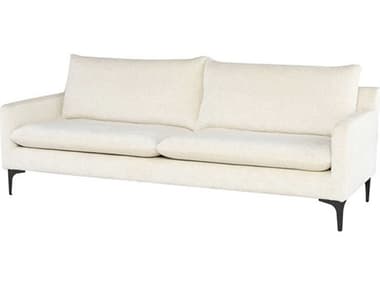 Nuevo Anders 85" Coconut Black Matte White Fabric Upholstered Sofa NUEHGSC829