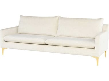 Nuevo Anders 85" Coconut Gold Brushed White Fabric Upholstered Sofa NUEHGSC853