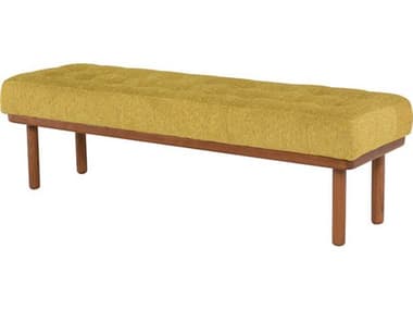 Nuevo Arlo 60" Palm Springs Walnut Matte Brown Fabric Upholstered Accent Bench NUEHGSC633