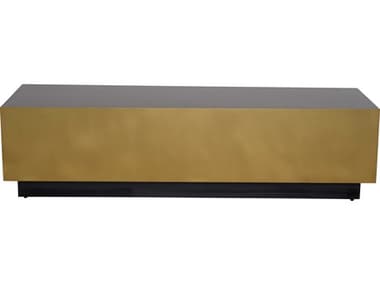Nuevo Asher 58&quot; Rectangular Metal Brushed Gold Black Coffee Table NUEHGSX419