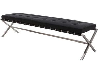 Nuevo Auguste 59" Black Faux Leather Upholstered Accent Bench NUEAUGUSTEOCCASIONALBENCHL59
