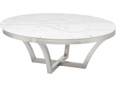 Nuevo Aurora Polished White / Silver 41'' Wide Round Coffee Table NUEHGTB168