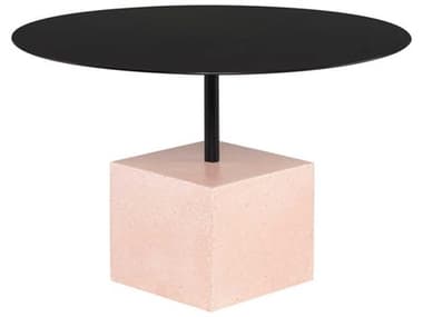 Nuevo Axel 28" Round Metal Black Flamingo Terrazzo Coffee Table NUEHGMV215