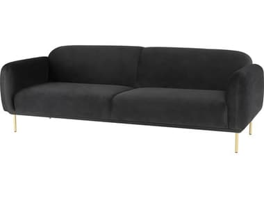 Nuevo Benson 89" Matte Shadow Grey Brass Black Fabric Upholstered Sofa NUEHGSC260