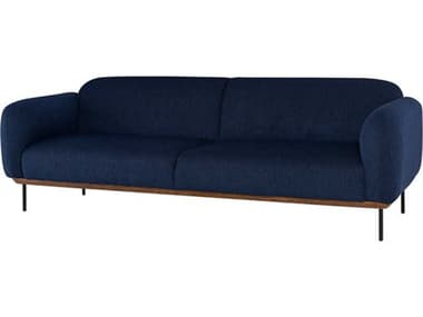 Nuevo Benson 89" True Blue Black Matte Fabric Upholstered Sofa NUEHGSC628