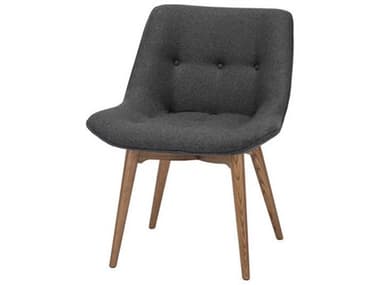Nuevo Brie Walnut Wood Gray Fabric Upholstered Side Dining Chair NUEBRIEDININGCHAIR