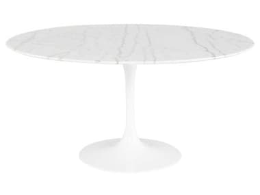 Nuevo Cal 59" Round White Marble Dining Table NUEHGEM857