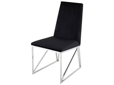 Nuevo Caprice Black Fabric Upholstered Side Dining Chair NUECAPRICEDINCHSIL