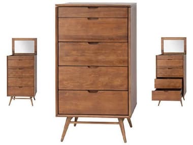 Nuevo Case 26" Wide 5-Drawers Brown Walnut Wood Dresser NUEHGST110