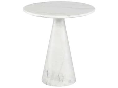 Nuevo Claudio 22" Round White Polished Marble End Table NUEHGMM171