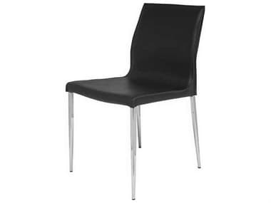 Nuevo Colter Leather Black Upholstered Side Dining Chair NUECOLTERDININGCHAIRSILVER