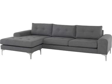 Nuevo Colyn 112" Wide Gray Fabric Upholstered Sectional Sofa NUEHGSC349