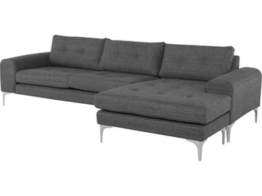 Nuevo Colyn 112" Wide Gray Fabric Upholstered Sectional Sofa NUEHGSC350