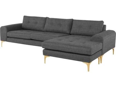Nuevo Colyn Matte Dark Grey Tweed / Gold Sectional Sofa NUEHGSC509