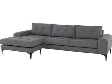 Nuevo Colyn 112" Wide Gray Fabric Upholstered Sectional Sofa NUEHGSC513