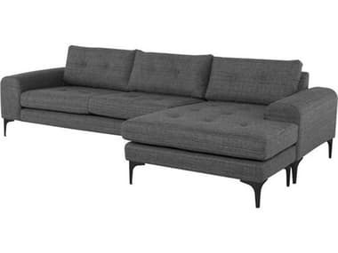Nuevo Colyn 112" Wide Gray Fabric Upholstered Sectional Sofa NUEHGSC514