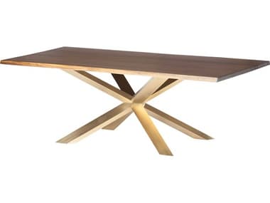Nuevo Couture 96" Rectangular Wood Matte Seared Gold Dining Table NUEHGSR483