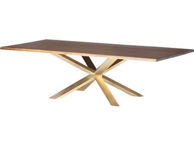 Nuevo Couture 112" Rectangular Wood Matte Seared Gold Dining Table NUEHGSR490