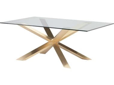 Nuevo Couture 78" Rectangular Glass Gold Dining Table NUEHGSX148