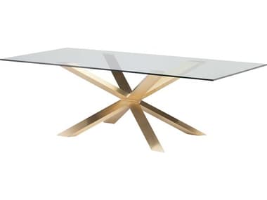 Nuevo Couture 94&quot; Rectangular Glass Gold Dining Table NUEHGSX149
