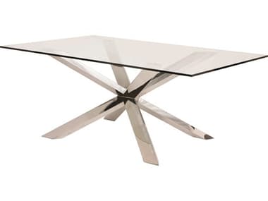 Nuevo Couture 94" Rectangular Glass Silver Dining Table NUEHGSX158