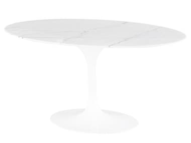 Nuevo Echo 63" Oval Marble White Dining Table NUEHGEM853